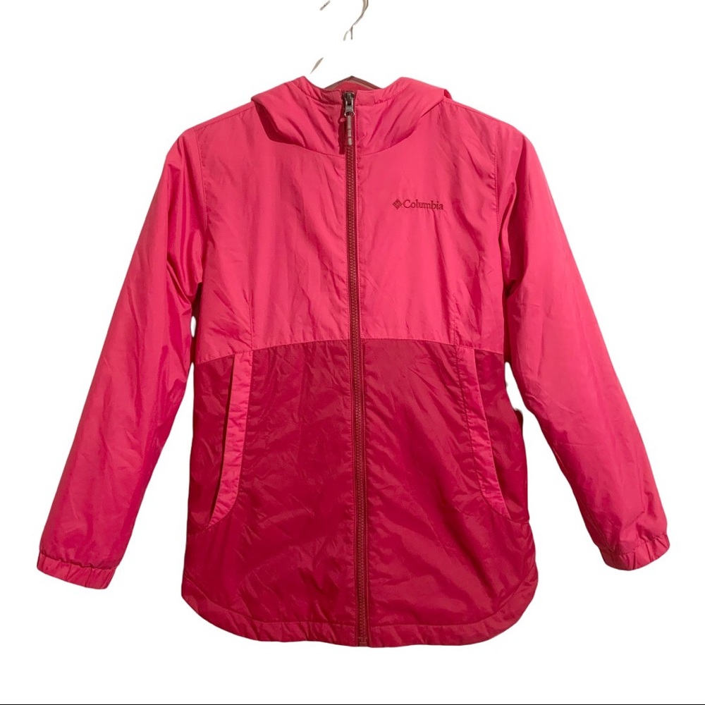 ✨HOST PICK✨💕 COLUMBIA Girls Raspberry Pink Two Tone Color Block Fall Jacket